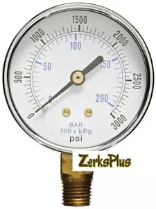 3000 PSI TROCKEN 2-1/2" Manometer schwarz Stahlgehäuse untere Halterung - Bild 1 von 1