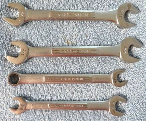 4 CRAFTSMAN Wrenches -3 Double Open End, 1 Combination- V, VV 3/8 - 9/16 USA - Picture 1 of 4