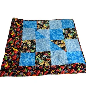 Handmade Chili Pepper Mardi Gras Quilt Blanket Masquerade Salsa Decor - Picture 1 of 5