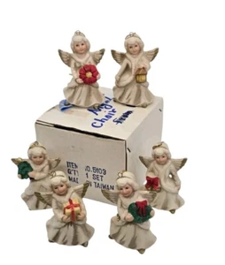 Adornos de Navidad de ángel de porcelana Homco vintage ~ Juego de 6 - Imagen 1 de 12