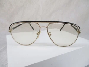 Tura vintage gold metal black large aviator sunglasses eyeglass frames 58 20 145 - Picture 1 of 6