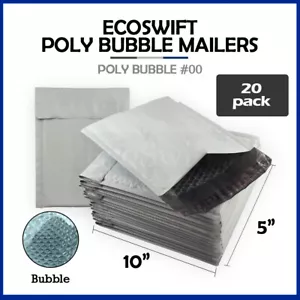 20 #00 5 x 10 EcoSwift Poly Bubble Mailers busta imbottita buste forniture spedizione - Foto 1 di 7