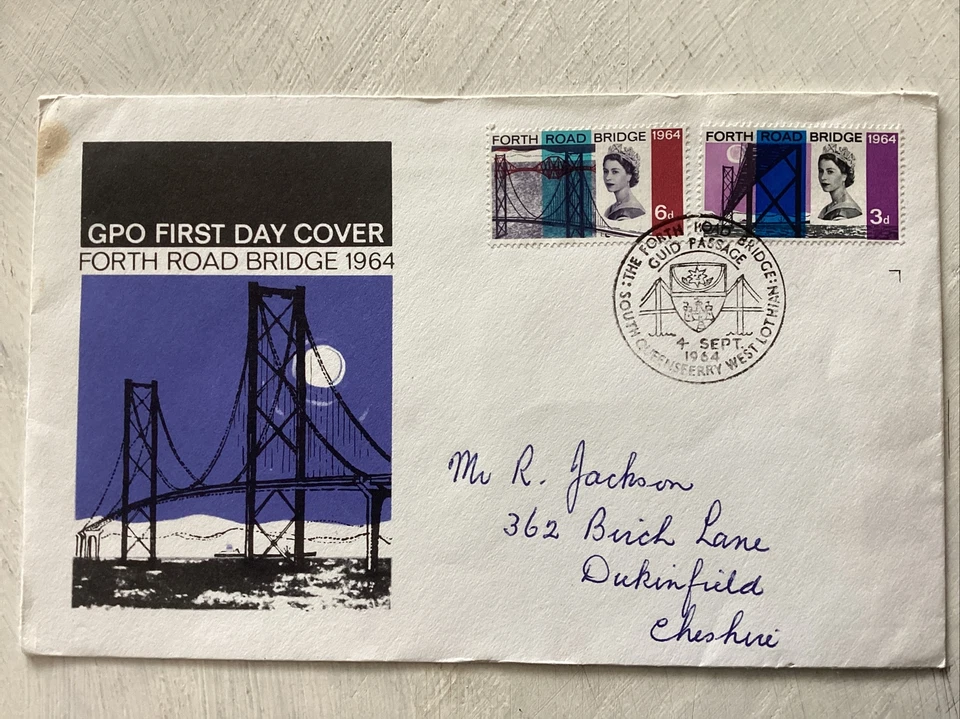GB QEII 1964 Forth Road Bridge Ord GPO FDC South Queensferry SHS HW Add Cat £40 - Image 1 of 3