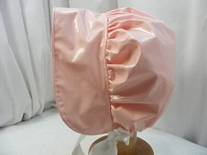 ADULT BABY SISSY BONNET baby pink pvc kinky hat FANCYDRESS abdl bdsm - Picture 1 of 5