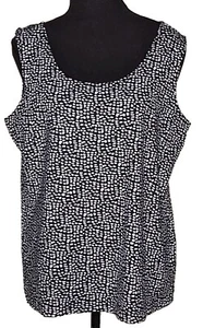 Chico's 2 (Large) - Black & White Abstract Sleeveless Stretch Top Tank - Picture 1 of 3