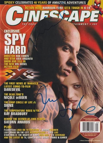 Vin Diesel & Asia Argento signed CINESCAPE magazine Cover