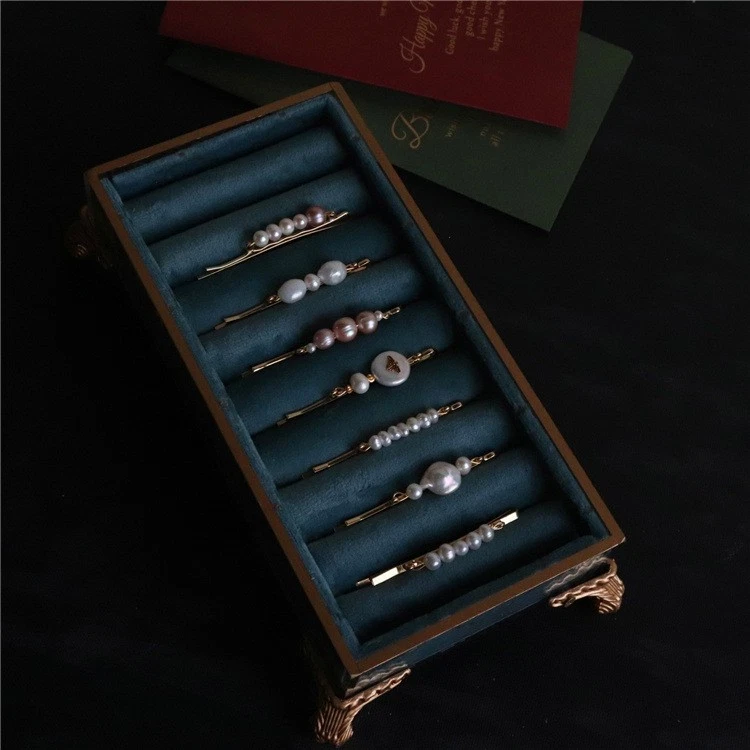 Horquilla de un borde vintage elegante de perla barroca de agua dulce hecha a mano 5 piezas Foto 1 de 4