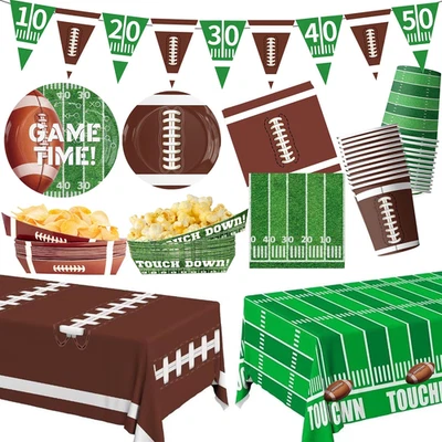 Kit de suministros de fiesta de fútbol servir 24 incluye platos servilletas tazas bandejas cuencos ta Foto 1 de 4