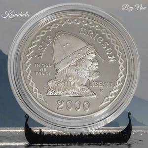 2000 Leif Ericson Viking Millenium Proof Commemorativ 90% Silver Dollar Fast 🚢 - Picture 1 of 7
