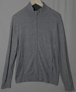 Banana Republic Men's L Merino Wool Blend Full Zip Charcoal Preppy Sweater - Picture 1 of 7