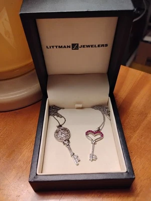 2 Necklace pendant charms Diamond and Ruby w/ box - Image 1 of 4