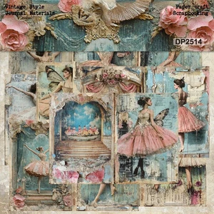 Vintage Style Ballerinas Ballet Flowers A5 Scrapbook Card Journal Craft Paper - Picture 1 of 6