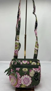 Vera Bradley Little Flap Hipster Crossbody Purse Olivia Pink & Green - Picture 1 of 15