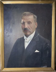 Antique European Oil On Canvas Gentleman Portrait Mystery Artist Framed - Picture 1 of 22