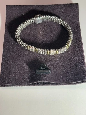 Brazalete Lagos Caviar 3 Diamantes Estacionados Plata 18k Acentos Amarillos 7.0 Foto 1 de 4