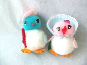 Vintage Miniatur Fuzzy Ostern Baby Küken Junge & Mädchen!   2!   TAIWAN! - Bild 1 von 5