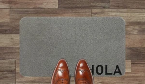 Hola Coir Synthetic Light Grey Nylon Door Mat 70x40cm Present Gift Humour - Picture 1 of 14