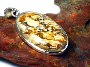 COLGANTE MOUKITE Brecciado Plata de Ley 925 Piedras Preciosas - Caja de Regalo - Imagen 1 de 5