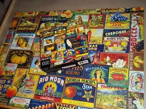 Vintage Fruit Labels Jigsaw Puzzle 1000 Piece Cardinal - Picture 1 of 3
