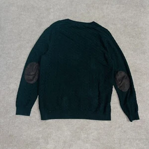 TASSO ELBA Men's Sweater Pullover Green XL Crew Neck Elbow Patch 100% Cotton - Picture 1 of 7