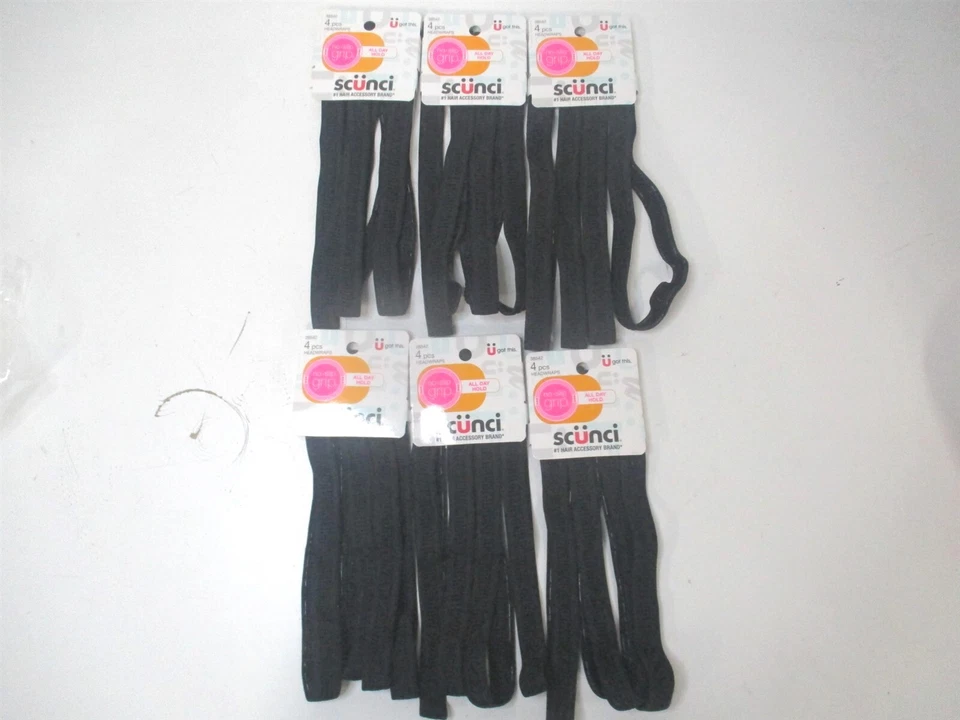 Scunci 1,5 cm agarre antideslizante todo el día envolturas para la cabeza 4ct. - Lote de 6 Foto 1 de 1