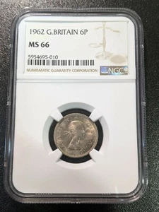 1962 MS66 Great Britain 6 Pence NGC UNC KM 903 - Picture 1 of 2