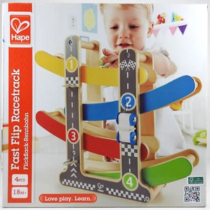 Hape Kugelbahn Flickflack-Rennbahn, mit 3 Rennautos aus Holz ab 18 Monate - Bild 1 von 1
