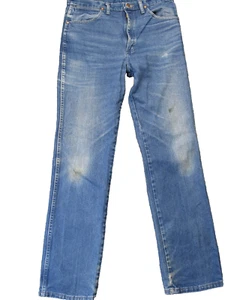 Vintage Wrangler Jeans Mens 33x34 Blue Cowboy Cut Slim Western 80s Boot Zipper - Picture 1 of 17