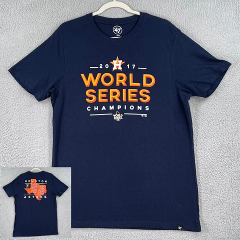 Houston Astros Shirt Mens Medium 2017 World Series Champions Double Sided Navy Cover