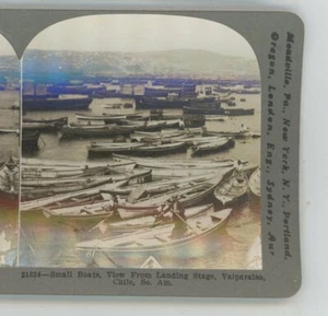 Small Boats from Landing Stage Valparaiso Chile S.A. Keystone Stereoview - Picture 1 of 2