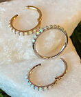 1pc Solid 14kt Gold Side Opals Hinged Segment Ring Helix Cartilage Clicker