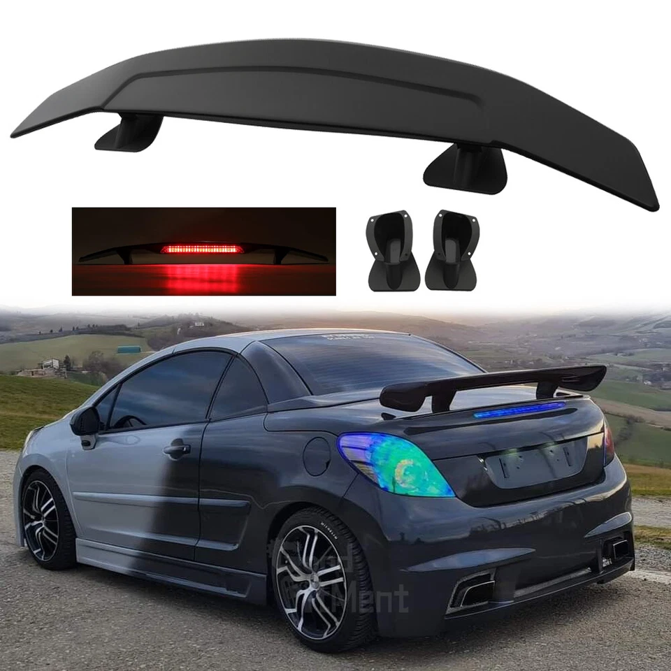 Alerón trasero maletero peugeot 207 cc 52" racing negro mate con luz de freno Foto 1 de 4