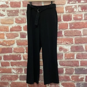NY Collection Pants Womens Size 6 Black Belted Boot Cut Pocketed Trousers - Picture 1 of 7