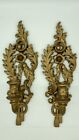 Vtg Pair Burwood Candle Wall Sconces Hollywood Regency “Gold”Ornate Wall Decor