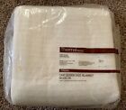 JCPenney Thermal Waffle Blanket 90x90” Queen Acrylic White Satin Nylon Trim