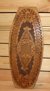 Placa colgante pared madera pirografía vintage floral hecha a mano - Imagen 1 de 7