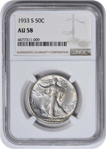 1933-S Walking Liberty Silver Half Dollar AU58 NGC
