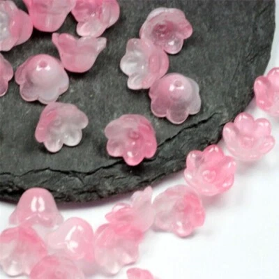 200Pcs Vintage Trumpet Bell Flower Cap Beads Lampwork Glass 12x7mm Color Choice - Image 1 of 4