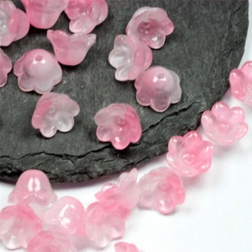 200Pcs Vintage Trumpet Bell Flower Cap Beads Lampwork Glass 12x7mm Color Choice - Image 1 of 4