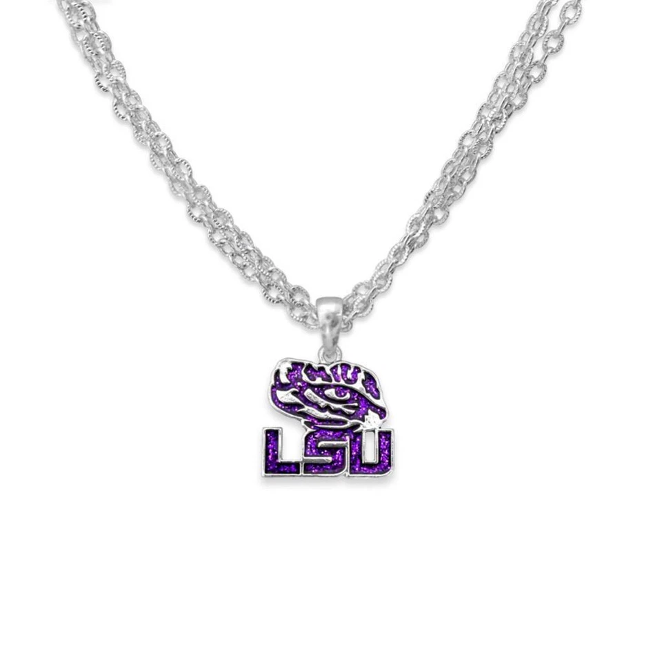 LSU Tigers Game Day Glitter Necklace Jewelry Gift Licensed - Image 1 of 1