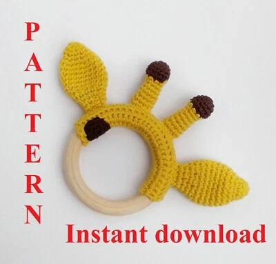 Pattern beginner crochet giraffe teether toys, Baby rattle diy teether - Image 1 of 3