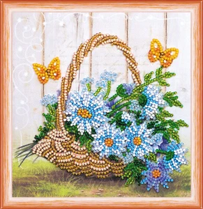 Bead Embroidery Kit "Summer bouquet" size 5.9"x5.9" / 15.0x15.0 cm - Picture 1 of 7