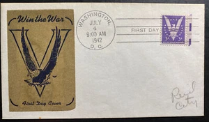 1942 Washington DC USA Patriotic First Day Cover FDC Win The War - Picture 1 of 2