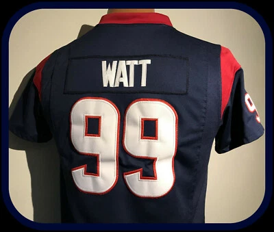 J J WATT HOUSTON 德克萨斯耐克缝制战场复制品球衣青少年大号 — 第 1/4 张图片
