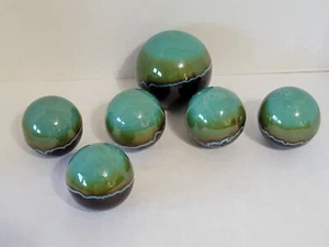 Ceramic Pottery Spheres Drip Glaze Home Decor Balls Lot - Picture 1 of 9