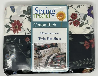 Twin Flat Sheet Spring Maid Cotton Blend 180 Count Pinafore Red Vintage - Image 1 of 4