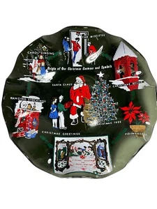 Vintage 1960’s Houze MCM Smoked Glass Fluted Dish “Origins of Christmas” - Picture 1 of 10