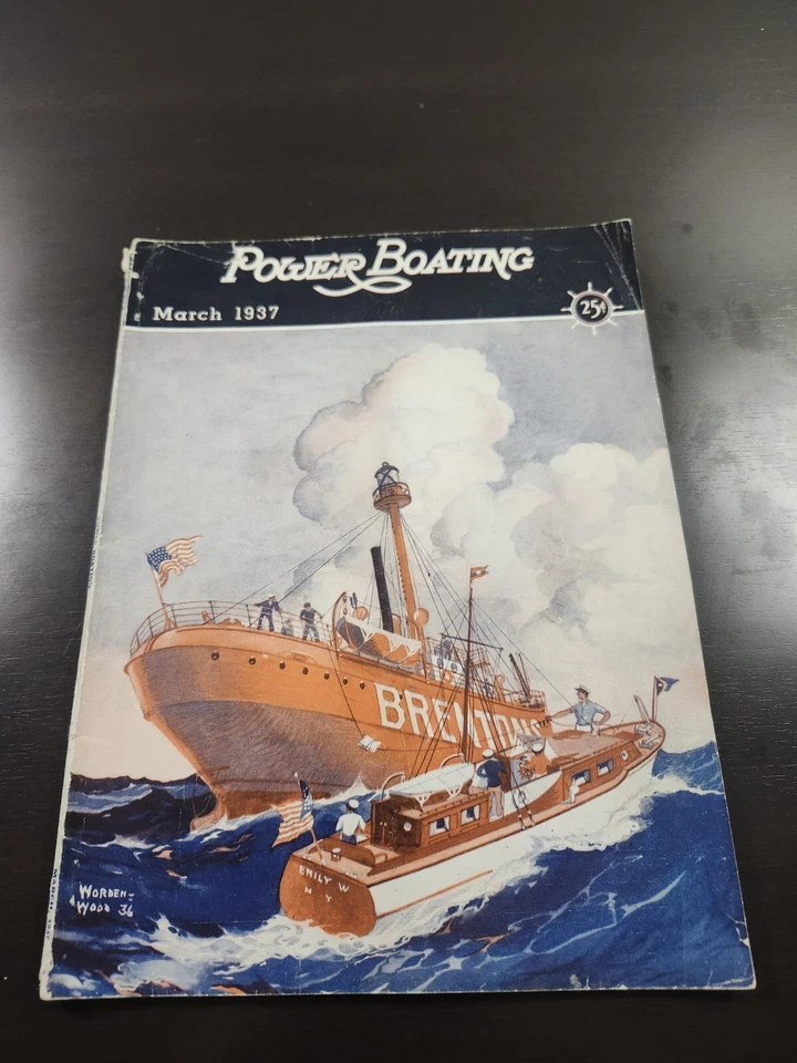 Vintage POWER BOATING Magazine March 1937 Boats Sailing Ads Warden Wood Cover Foto 1 de 4