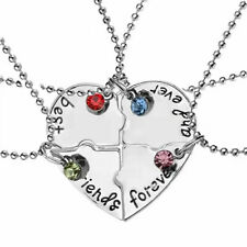 4pcs Best Friends Forever Necklace Friendship BFF Crystal Broken Heart Puzzle