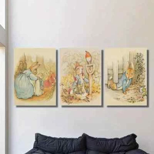 3pcs Beatrix Potter Peter Rabbit Metal Print Ready to Hang Art - Picture 1 of 8